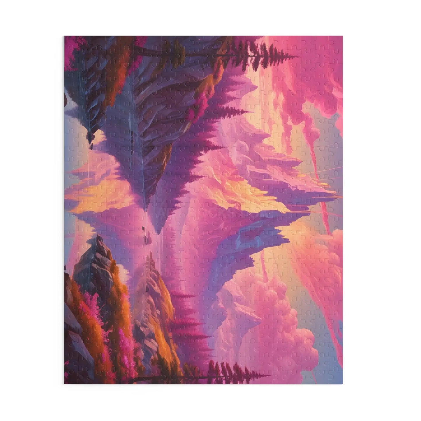 Pink Mountain Landscape Puzzle — 120/252/500-Piece Scenic Jigsaw - Puzzle