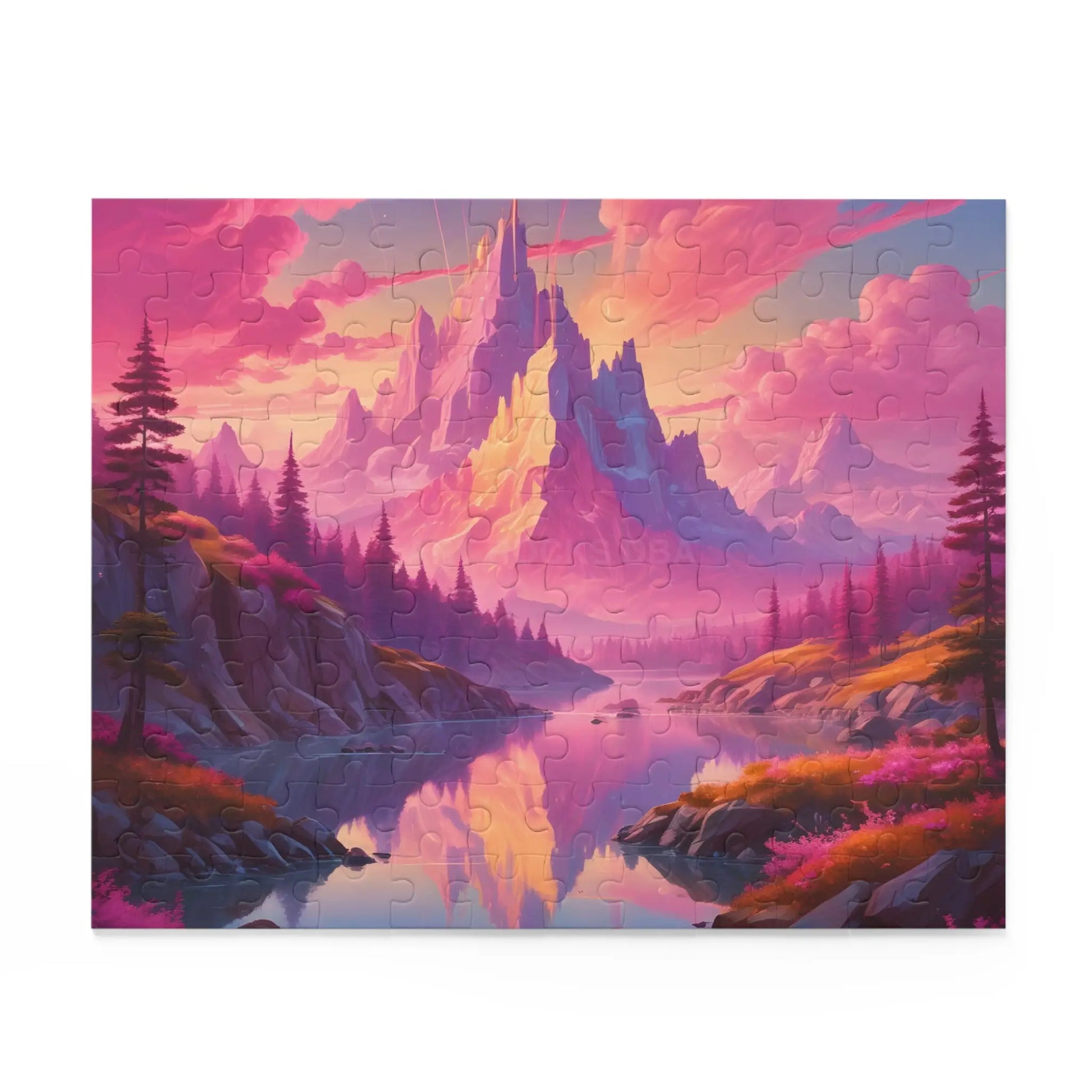 Pink Mountain Landscape Puzzle — 120/252/500-Piece Scenic Jigsaw - Puzzle