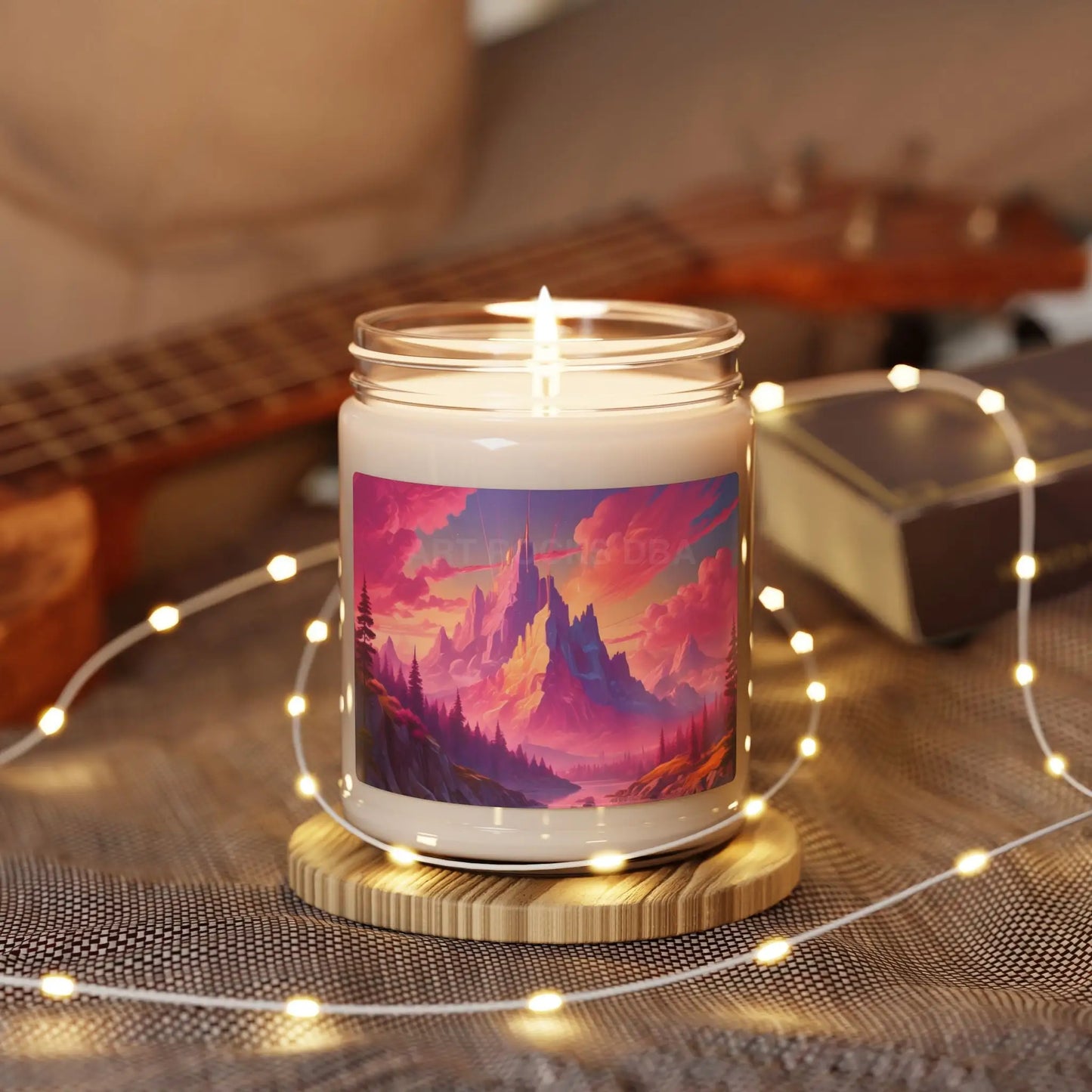 Pink Mountain Sunset Scented Soy Candle Relaxing Aromatherapy Cozy Home Décor Gift for Any Occasion Eco-Friendly - Home