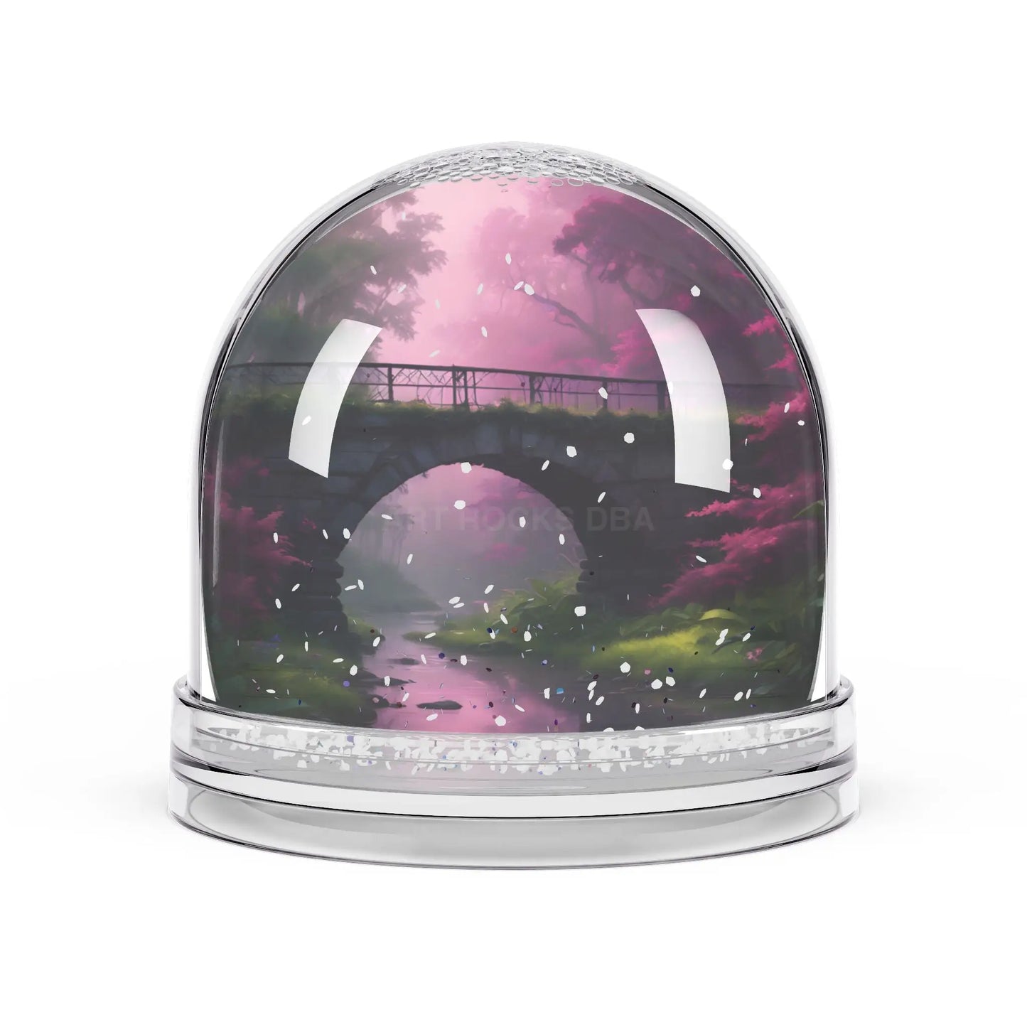 Pink Twilight Bridge Snow Globe — Romantic Scenic Keepsake - 3.5’’ × 3.4’’ - Home Decor