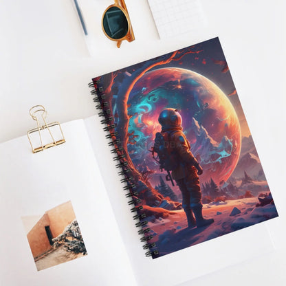 Psychedelic Cosmic Adventure Spiral Notebook - Ruled Line Astronaut Design Journal for Dreamers Gift for Students Space
