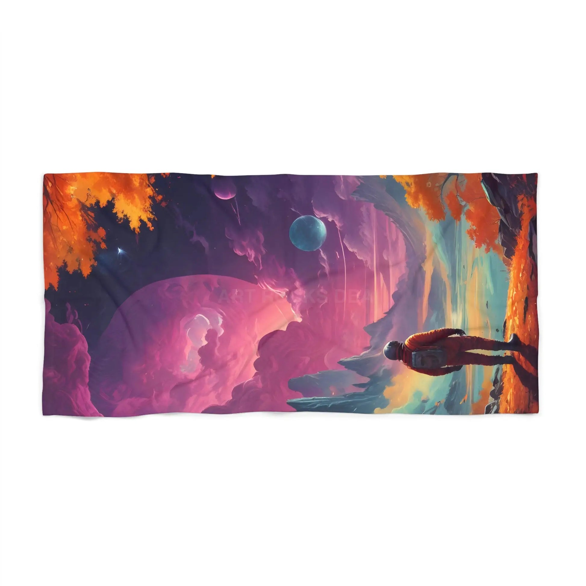 Psychedelic Cosmic Sunset Beach Towel — Surreal Space Landscape - Home Decor