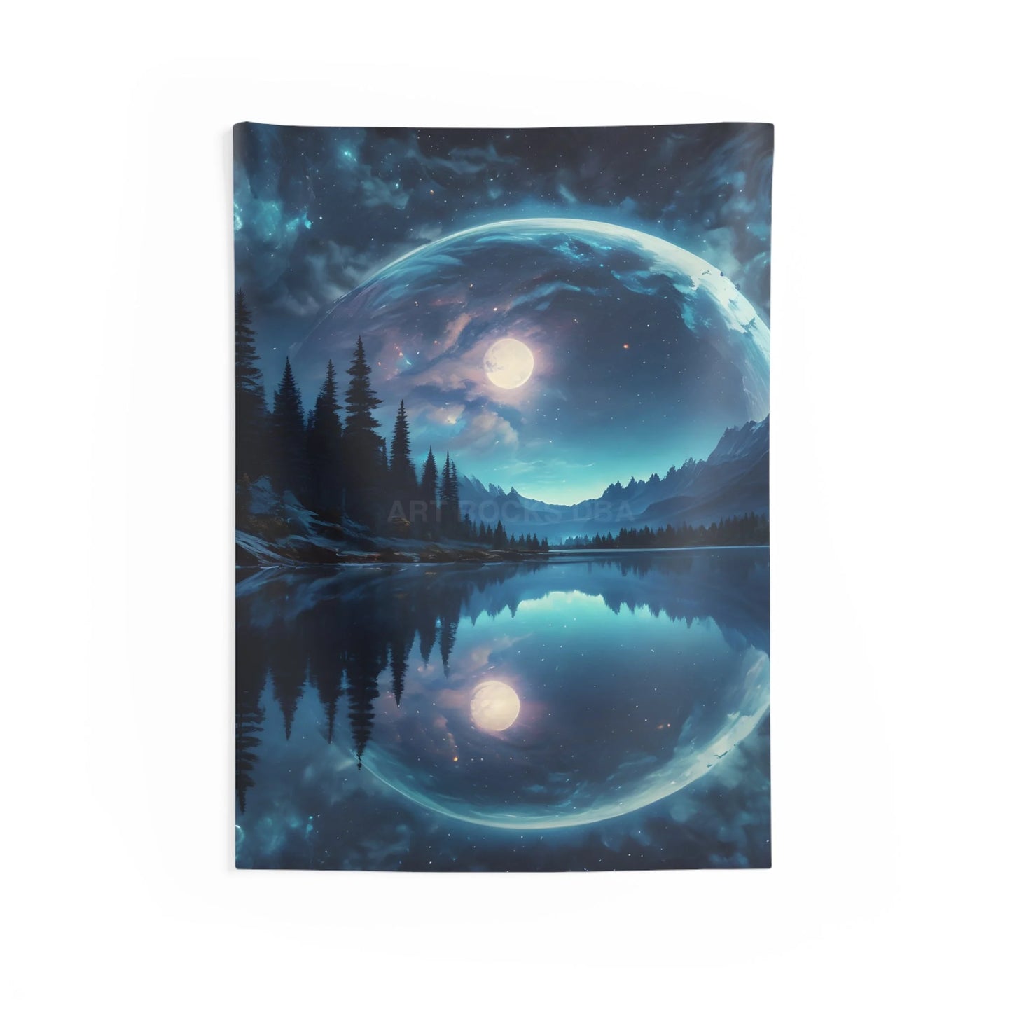 Psychedelic Full Moon Landscape Tapestry Cosmic Home Decor Wall Art for Meditation Bedroom Living Room Unique Gift