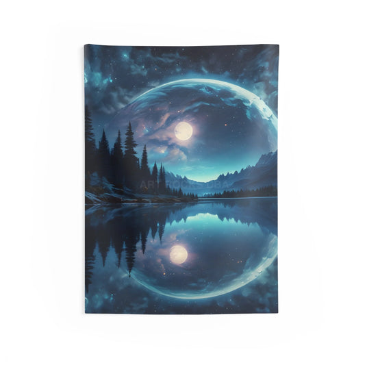 Psychedelic Full Moon Landscape Tapestry Cosmic Home Decor Wall Art for Meditation Bedroom Living Room Unique Gift
