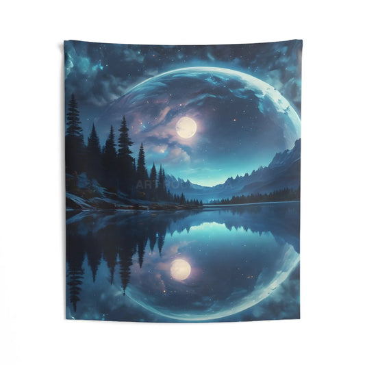 Psychedelic Full Moon Landscape Tapestry Cosmic Home Decor Wall Art for Meditation Bedroom Living Room Unique Gift
