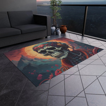 Psychedelic Skull Outdoor Rug - Bohemian Decor Patio Mat Festival Vibe Garden Area Rug Creative Home Accent - 60’’ ×