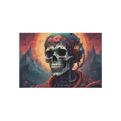 Psychedelic Skull Outdoor Rug - Bohemian Decor Patio Mat Festival Vibe Garden Area Rug Creative Home Accent - 24’’ ×