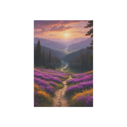 Purple Flower Valley Garden Banner: Floral Landscape Decor for Outdoor Spaces Yard Sign Seasonal Decoration Cottagecore