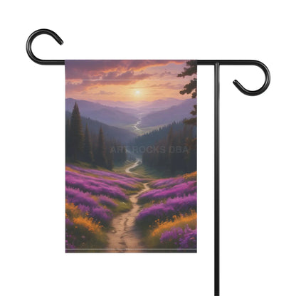 Purple Flower Valley Garden Banner: Floral Landscape Decor for Outdoor Spaces Yard Sign Seasonal Decoration Cottagecore