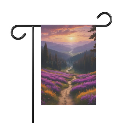 Purple Flower Valley Garden Banner: Floral Landscape Decor for Outdoor Spaces Yard Sign Seasonal Decoration Cottagecore