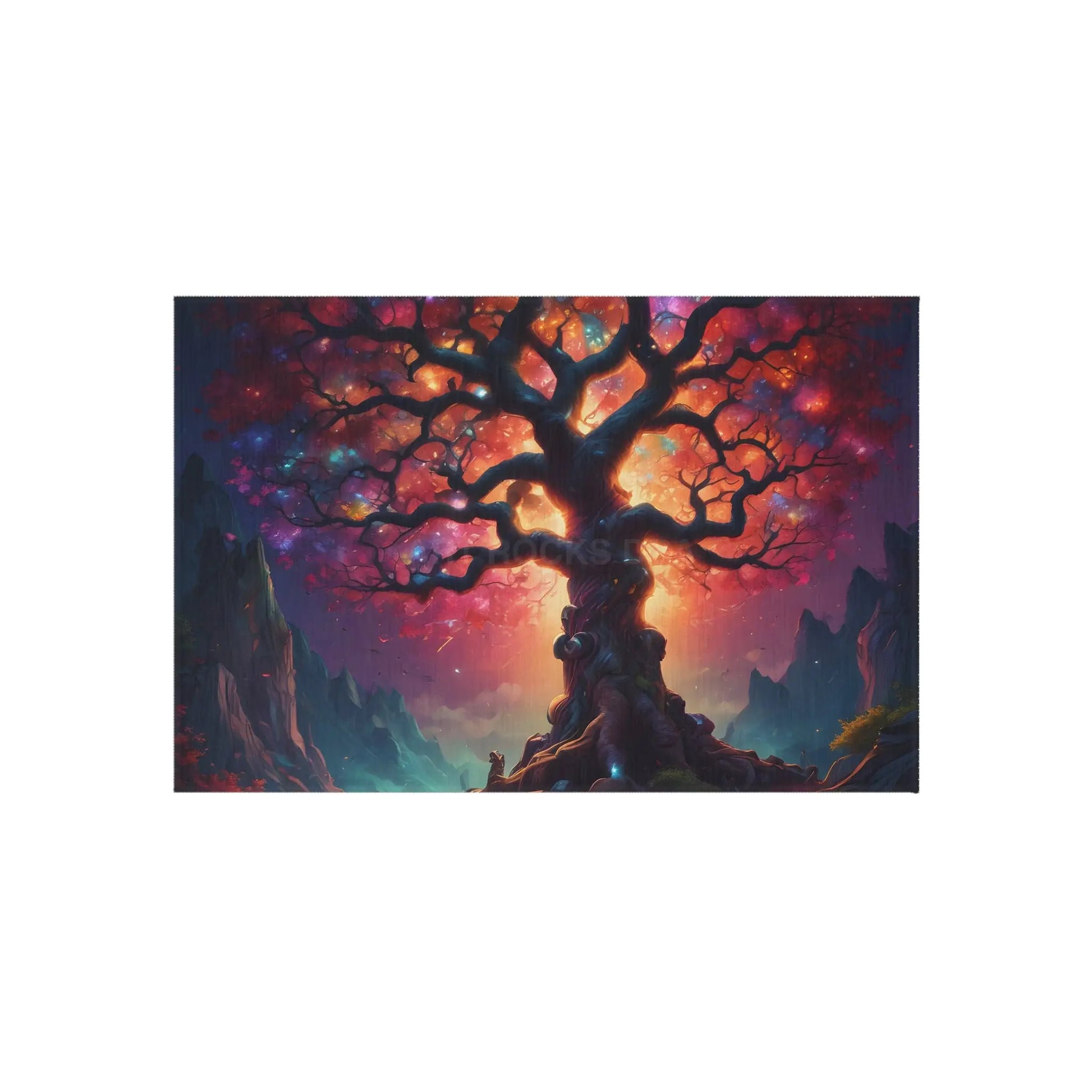 Rainbow Crystal Tree of Life Outdoor Rug Bohemian Carpet Garden Decor Patio Mat Nature Lover Gift Festival Home Accent