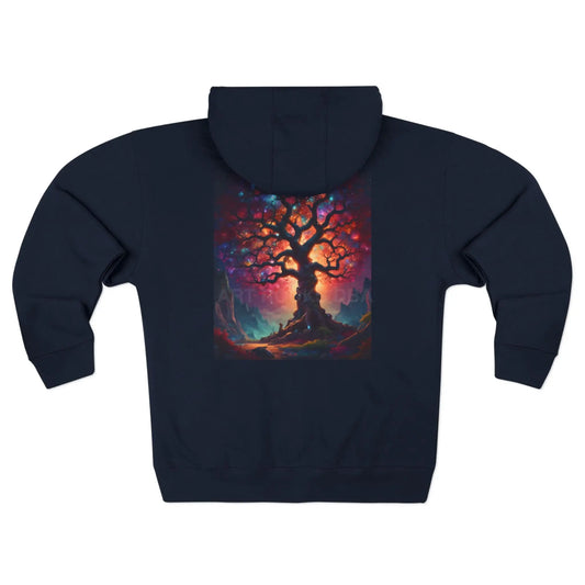 Rainbow Crystal Tree of Life Zip-Up Sweatshirt - XS / Navy - Hoodie