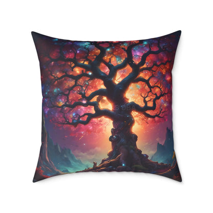 Rainbow Tree of Life Pillow Boho Home Decor Gift for Nature Lovers Cozy Throw Pillow Tree Art Cushion - 26’’ × 26’’