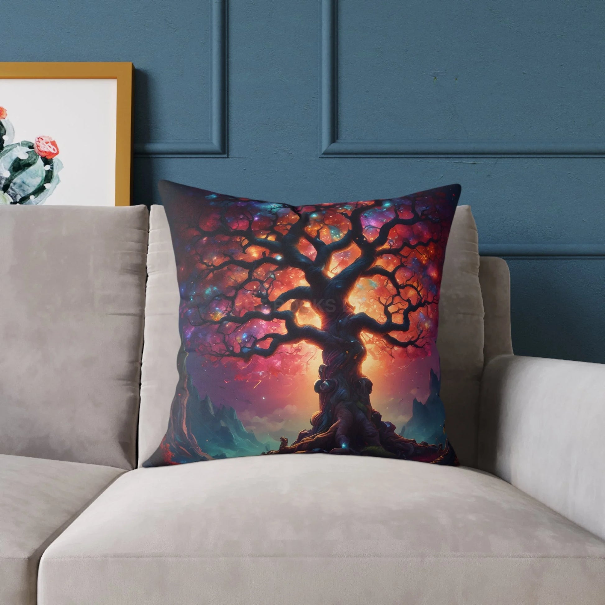 Rainbow Tree of Life Pillow Boho Home Decor Gift for Nature Lovers Cozy Throw Pillow Tree Art Cushion - Home Decor