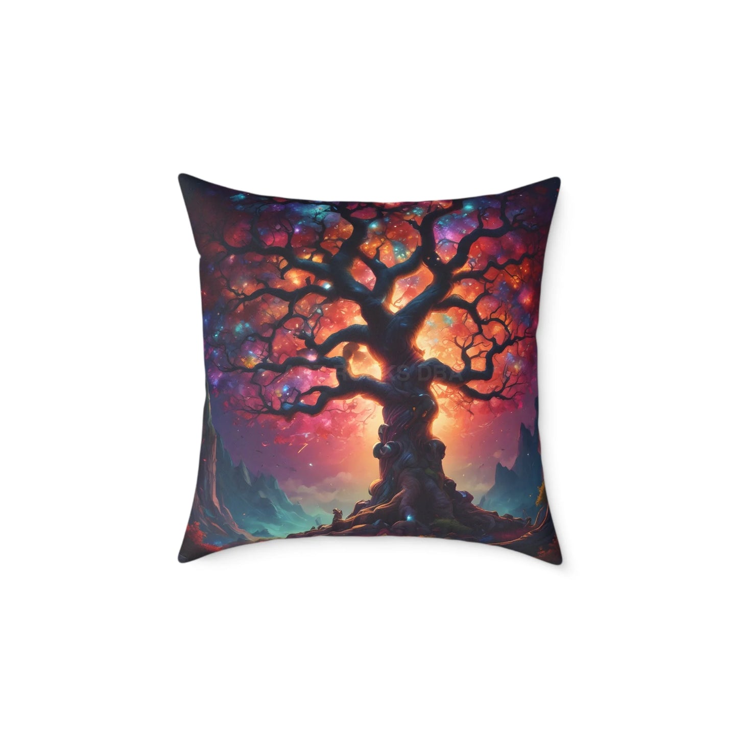 Rainbow Tree of Life Pillow Boho Home Decor Gift for Nature Lovers Cozy Throw Pillow Tree Art Cushion - 20’’ × 20’’