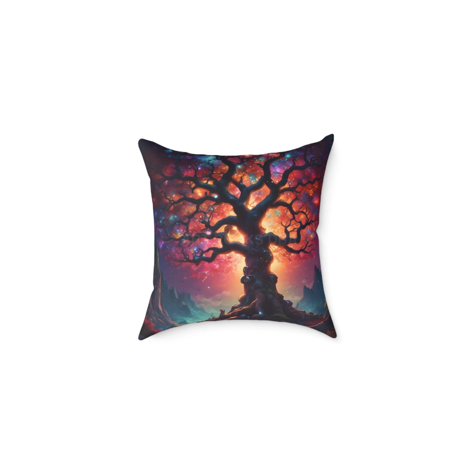 Rainbow Tree of Life Pillow Boho Home Decor Gift for Nature Lovers Cozy Throw Pillow Tree Art Cushion - 16’’ × 16’’