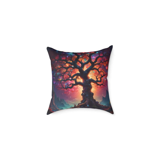 Rainbow Tree of Life Pillow Boho Home Decor Gift for Nature Lovers Cozy Throw Pillow Tree Art Cushion - 16’’ × 16’’