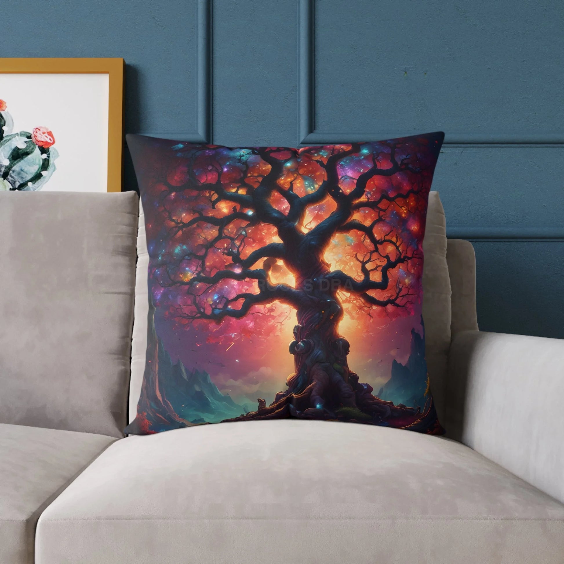 Rainbow Tree of Life Pillow Boho Home Decor Gift for Nature Lovers Cozy Throw Pillow Tree Art Cushion - Home Decor