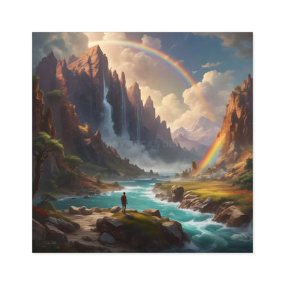 Raindow Waterfall Square Stickers Perfect for Home Decor Outdoor Adventures Journals Gifts and Scrapbooking - Square