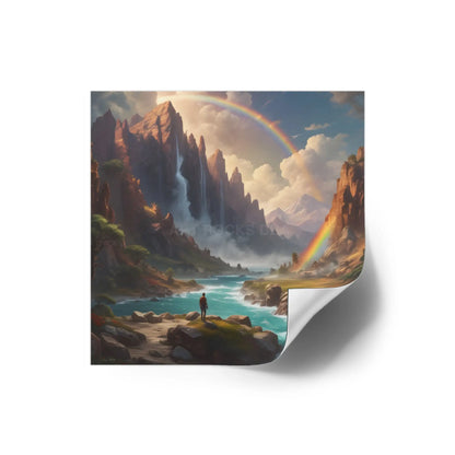 Raindow Waterfall Square Stickers Perfect for Home Decor Outdoor Adventures Journals Gifts and Scrapbooking - Paper