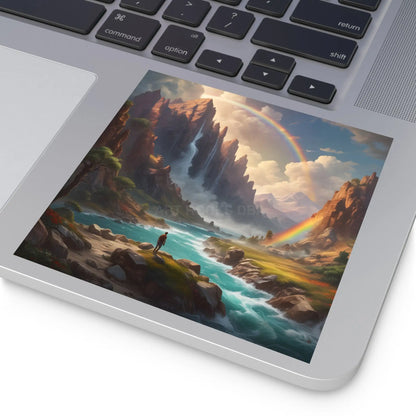 Raindow Waterfall Square Stickers Perfect for Home Decor Outdoor Adventures Journals Gifts and Scrapbooking - Paper