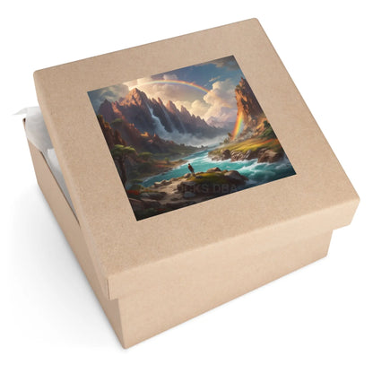 Raindow Waterfall Square Stickers Perfect for Home Decor Outdoor Adventures Journals Gifts and Scrapbooking - Paper