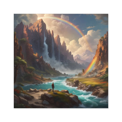 Raindow Waterfall Square Stickers Perfect for Home Decor Outdoor Adventures Journals Gifts and Scrapbooking - Square