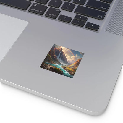 Raindow Waterfall Square Stickers Perfect for Home Decor Outdoor Adventures Journals Gifts and Scrapbooking - Paper