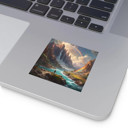 Raindow Waterfall Square Stickers Perfect for Home Decor Outdoor Adventures Journals Gifts and Scrapbooking - Paper