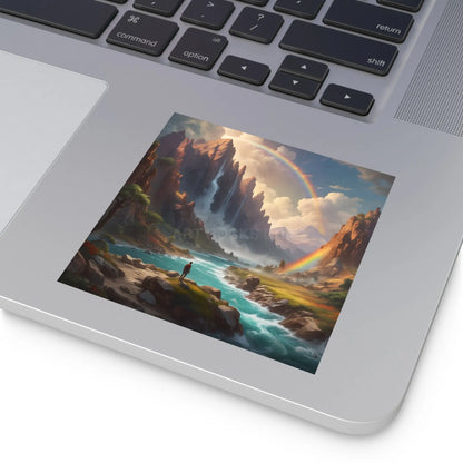 Raindow Waterfall Square Stickers Perfect for Home Decor Outdoor Adventures Journals Gifts and Scrapbooking - Paper