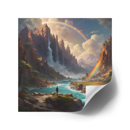 Raindow Waterfall Square Stickers Perfect for Home Decor Outdoor Adventures Journals Gifts and Scrapbooking - Paper