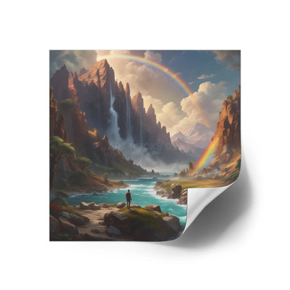 Raindow Waterfall Square Stickers Perfect for Home Decor Outdoor Adventures Journals Gifts and Scrapbooking - Paper