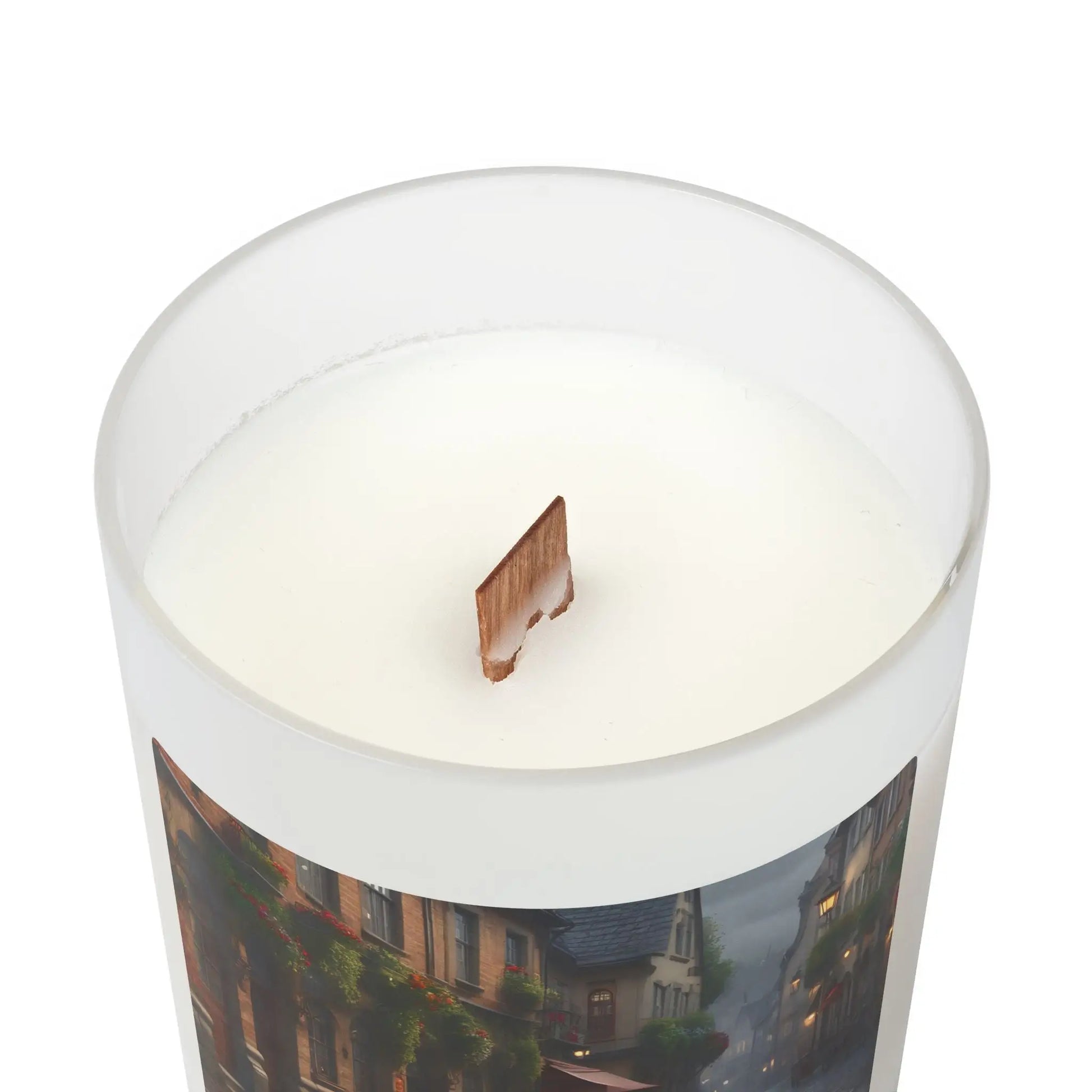 Rainy Cobblestone Street Frosted Glass Candle 11oz - Home Decor