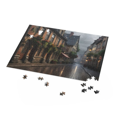Rainy Cobblestone Street Puzzle — 120/252/500 Piece - Puzzle