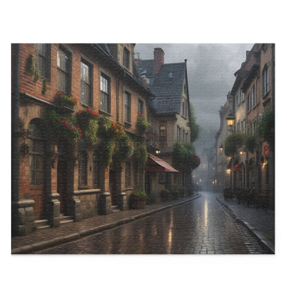 Rainy Cobblestone Street Puzzle — 120/252/500 Piece - 20’’ × 16’’ (500 pcs) - Puzzle