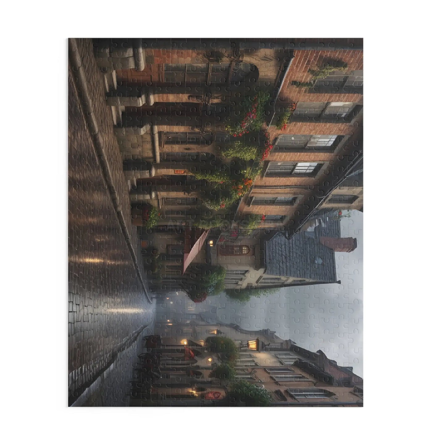 Rainy Cobblestone Street Puzzle — 120/252/500 Piece - Puzzle