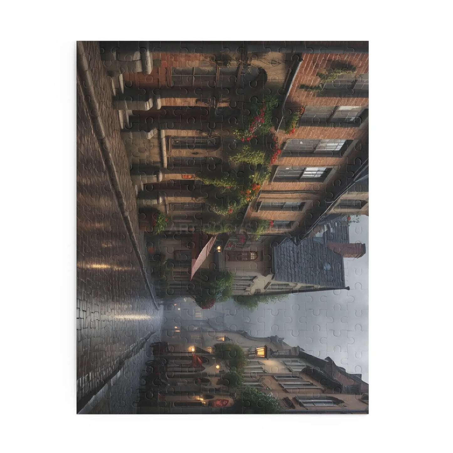 Rainy Cobblestone Street Puzzle — 120/252/500 Piece - Puzzle