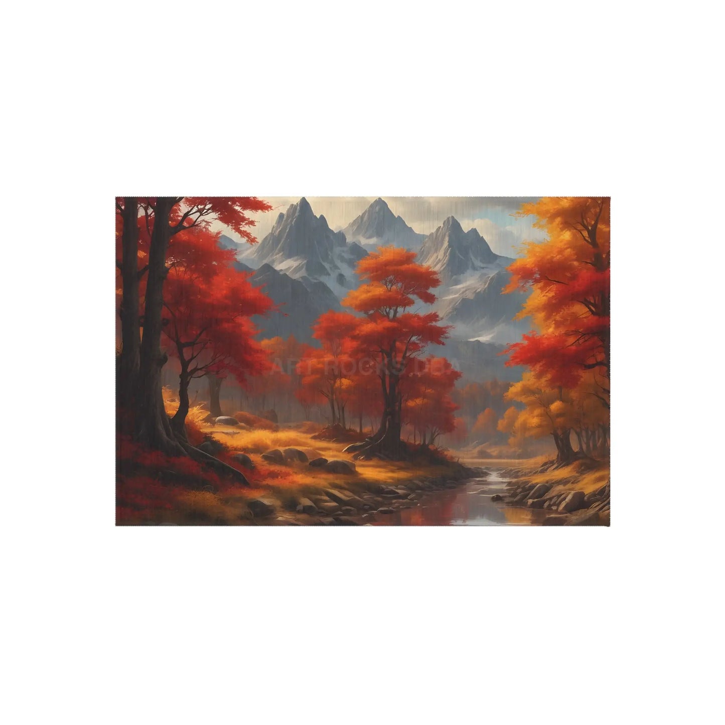Red and Orange Autumn Landscape Outdoor Rug Nature Decor Garden Mat Patio Rug Fall Vibes Outdoor Living - 24’’ × 36’’