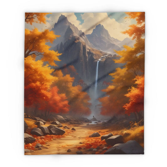 Red and Orange Autumn Leaves Fleece Blanket Warm Throw for Fall Decor Gift for Nature Lovers Hiking Enthusiasts Cozy