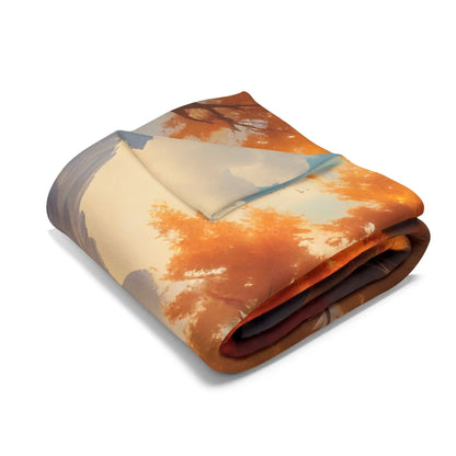 Red and Orange Autumn Leaves Fleece Blanket Warm Throw for Fall Decor Gift for Nature Lovers Hiking Enthusiasts Cozy