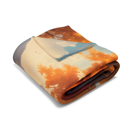 Red and Orange Autumn Leaves Fleece Blanket Warm Throw for Fall Decor Gift for Nature Lovers Hiking Enthusiasts Cozy