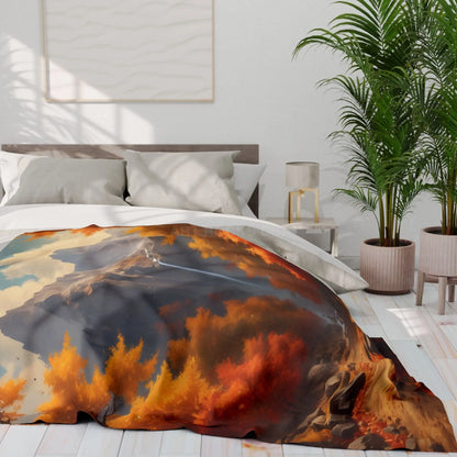 Red and Orange Autumn Leaves Fleece Blanket Warm Throw for Fall Decor Gift for Nature Lovers Hiking Enthusiasts Cozy