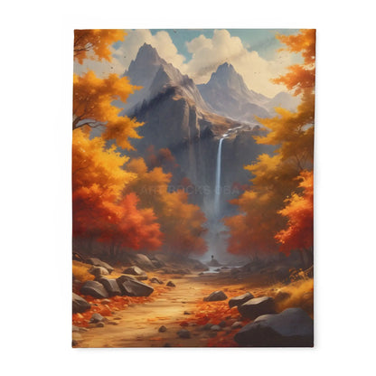 Red and Orange Autumn Leaves Fleece Blanket Warm Throw for Fall Decor Gift for Nature Lovers Hiking Enthusiasts Cozy