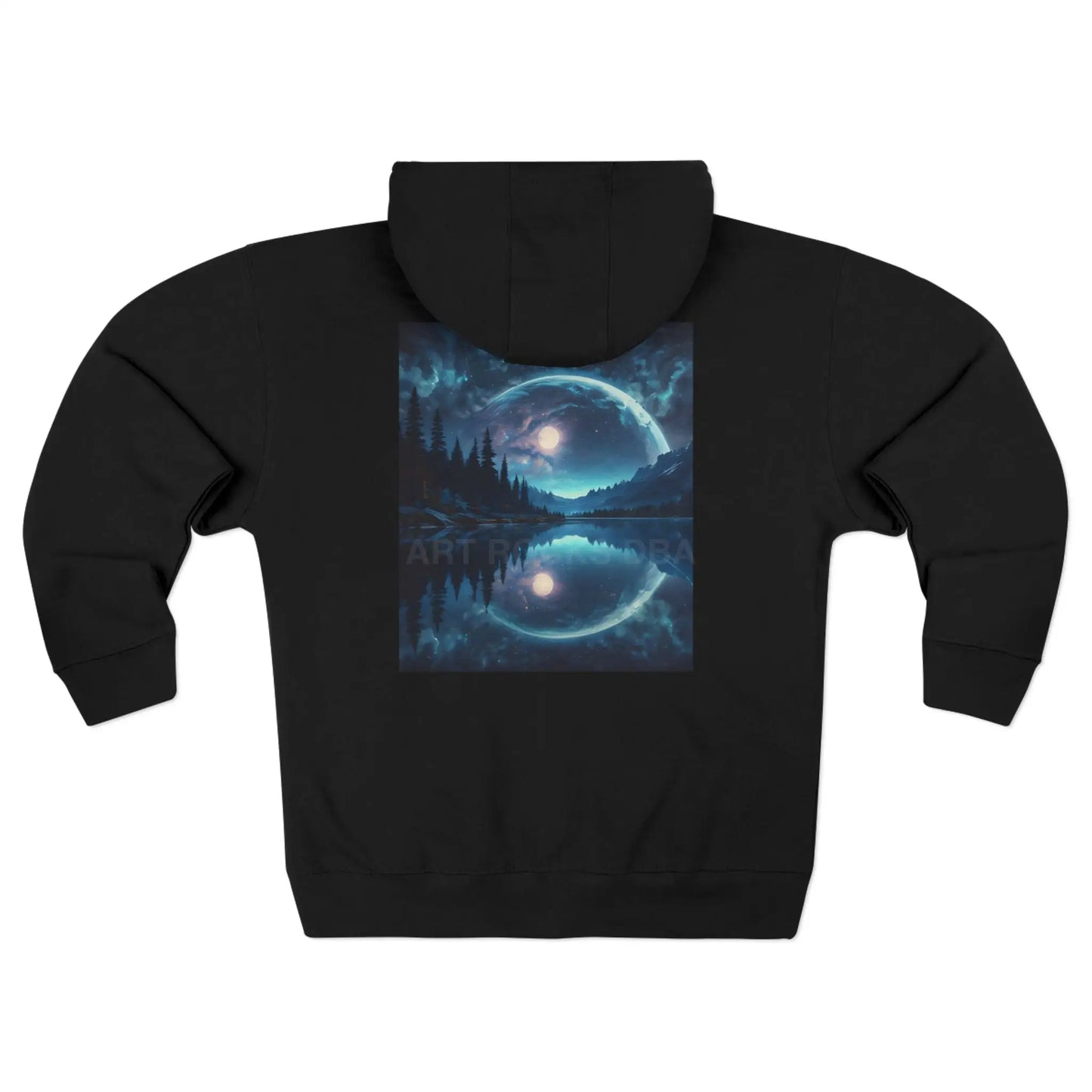 Reflective Moonlight Lake Zip-Up Hoodie - XS / Black - Hoodie