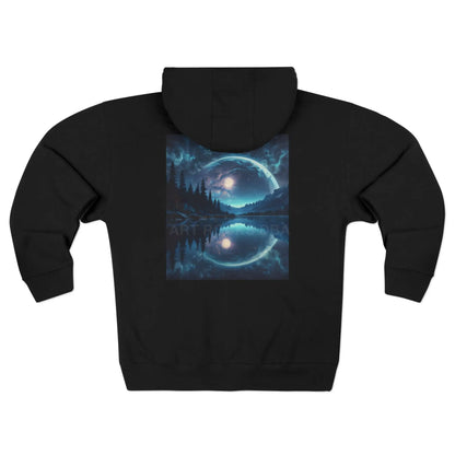 Reflective Moonlight Lake Zip-Up Hoodie - XS / Black - Hoodie