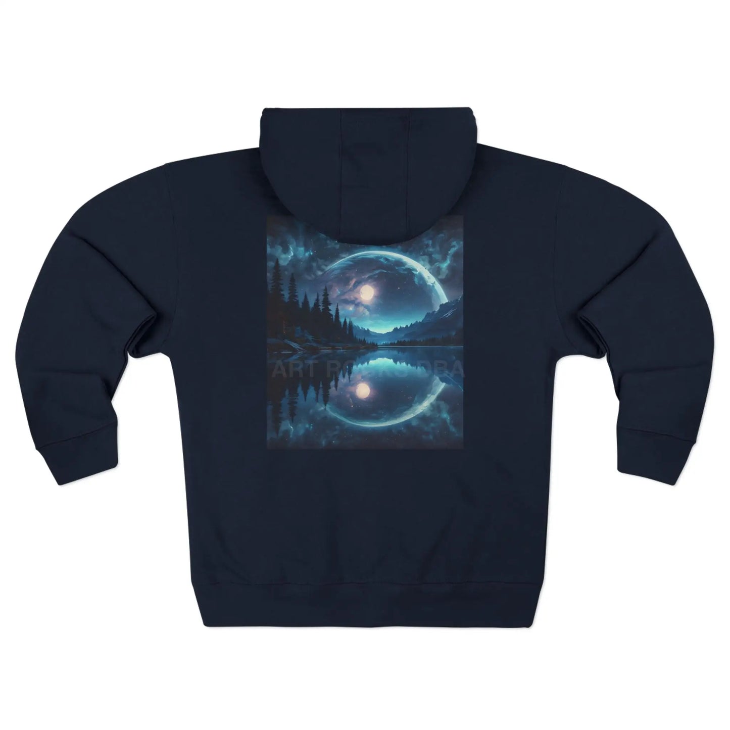Reflective Moonlight Lake Zip-Up Hoodie - XS / Navy - Hoodie