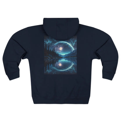 Reflective Moonlight Lake Zip-Up Hoodie - XS / Navy - Hoodie