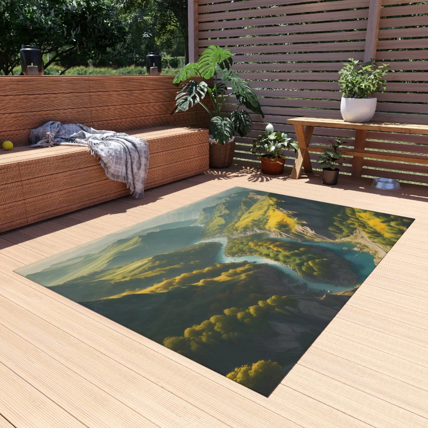 River Canyon Outdoor Rug Nature-Inspired Area Rug for Patios Camping Bohemian Home Decor Water-Resistant Mat Gift