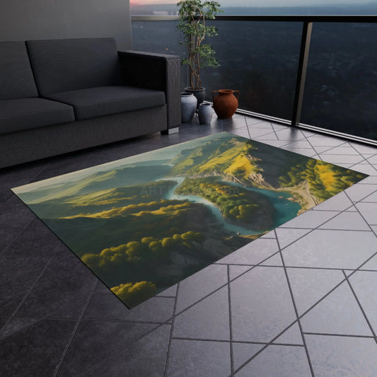 River Canyon Outdoor Rug Nature-Inspired Area Rug for Patios Camping Bohemian Home Decor Water-Resistant Mat Gift