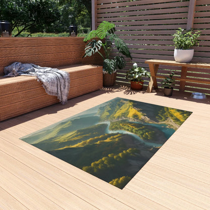 River Canyon Outdoor Rug Nature-Inspired Area Rug for Patios Camping Bohemian Home Decor Water-Resistant Mat Gift